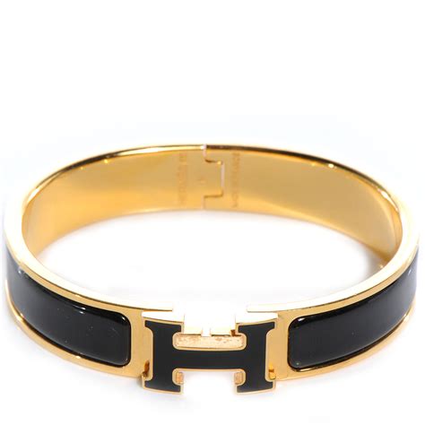 hermes black enamel bracelet.